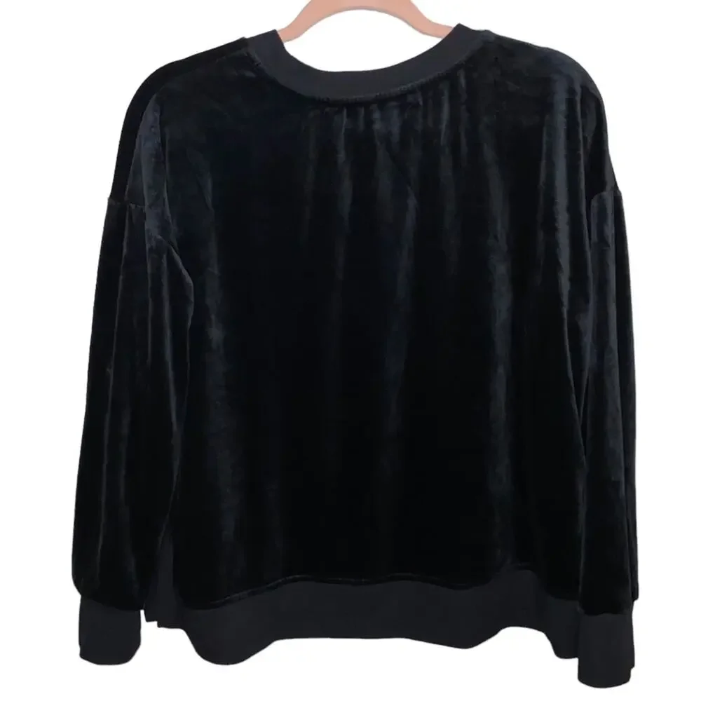 Donna Karan Sleepwear‎ Black Velvet Pullover Sweatshirt Size M Soft Lounge Top